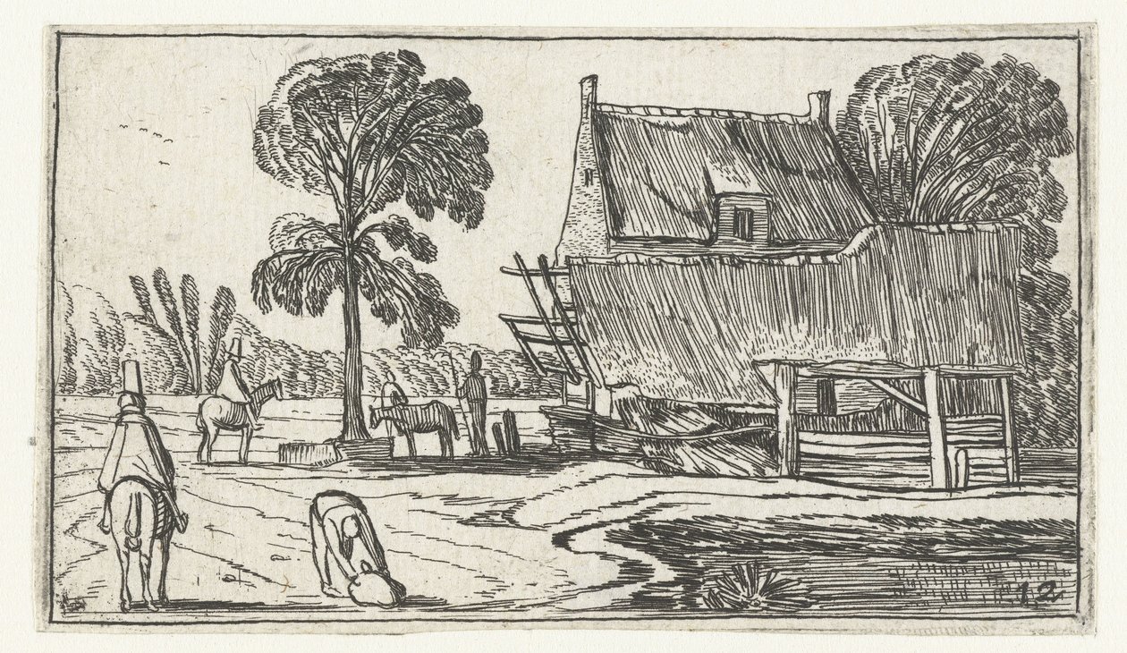 Rider on a Path by a Farm (series title: Landscapes after Esaias van de Velde) by Anonymous