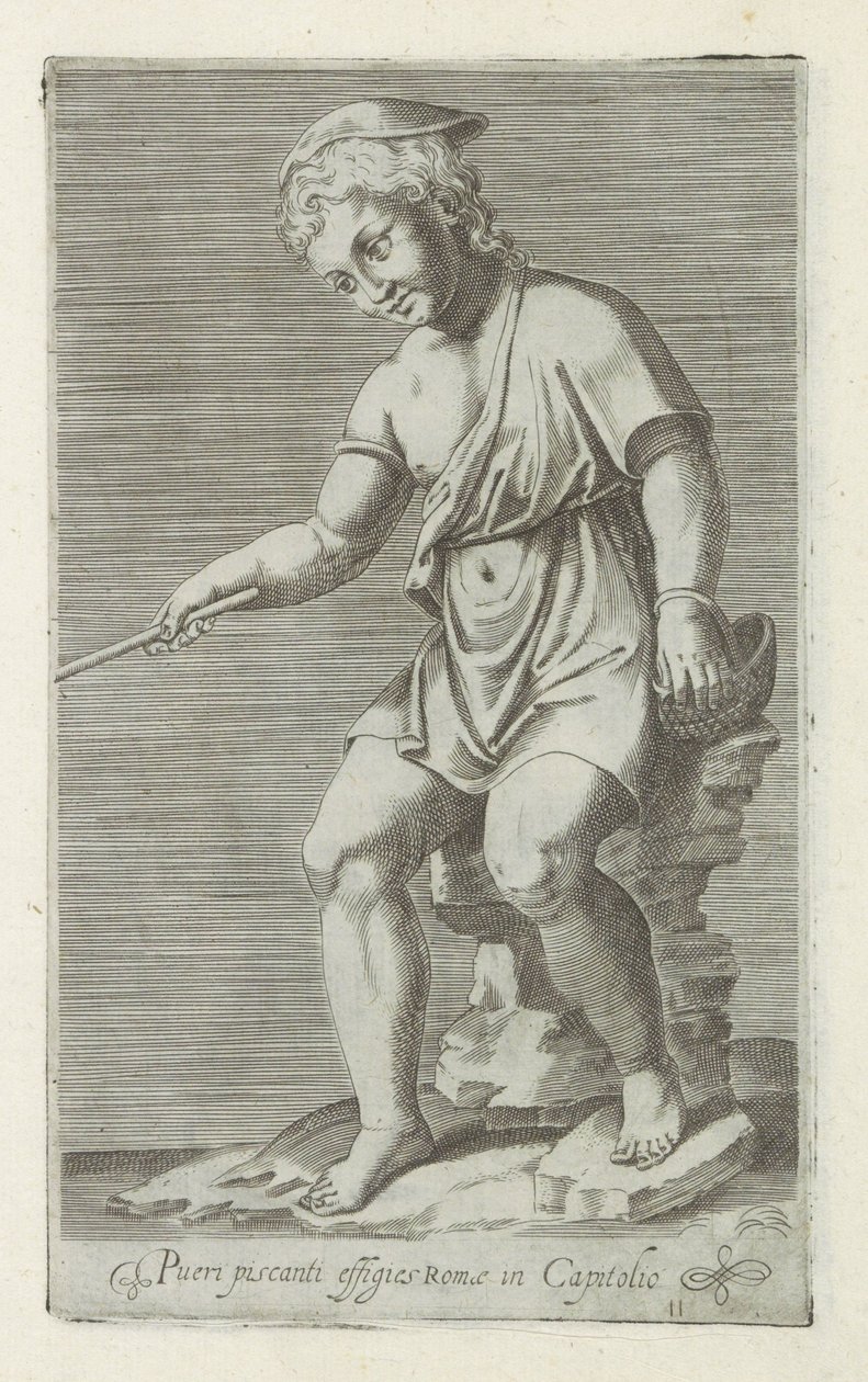 Sculpture of a Boy Fishing by Anonymous