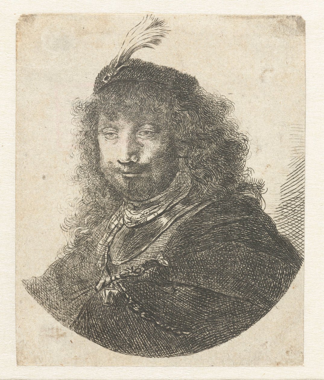 Self-portrait (?) with Plumed Cap and Lowered Sabre by Anonymous