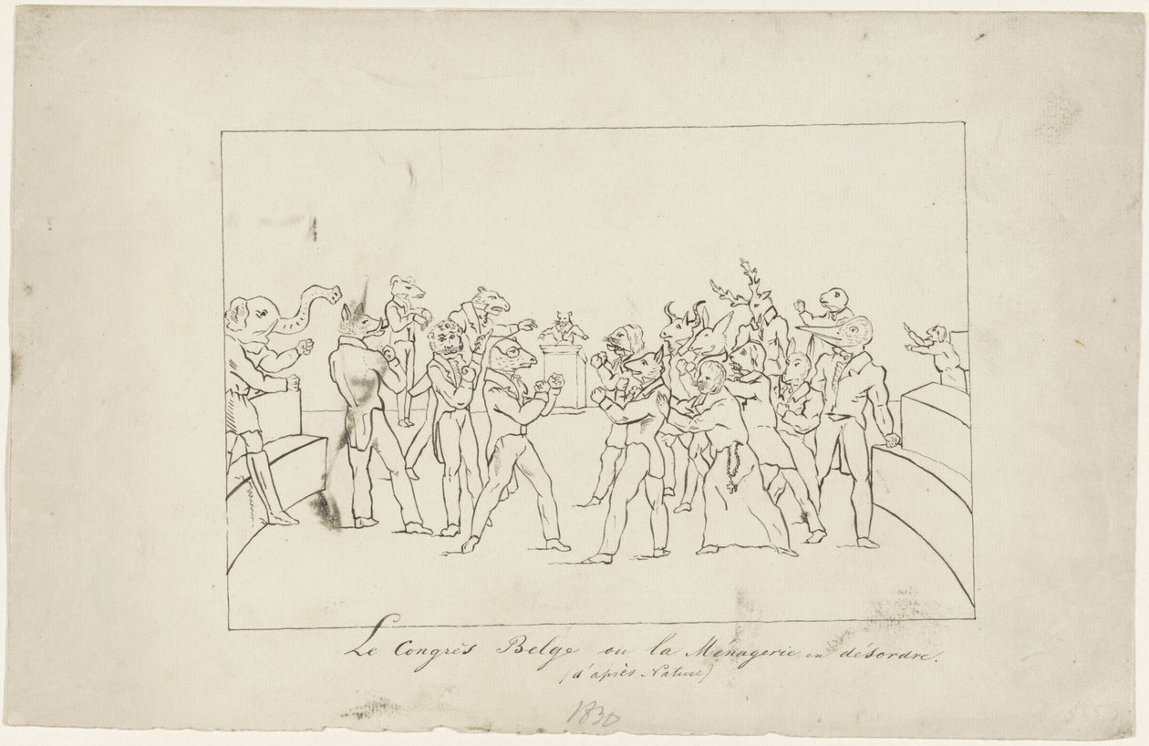 Caricature of the Disagreement in the Belgian National Congress over Electing a King, 1831 by Anonymous