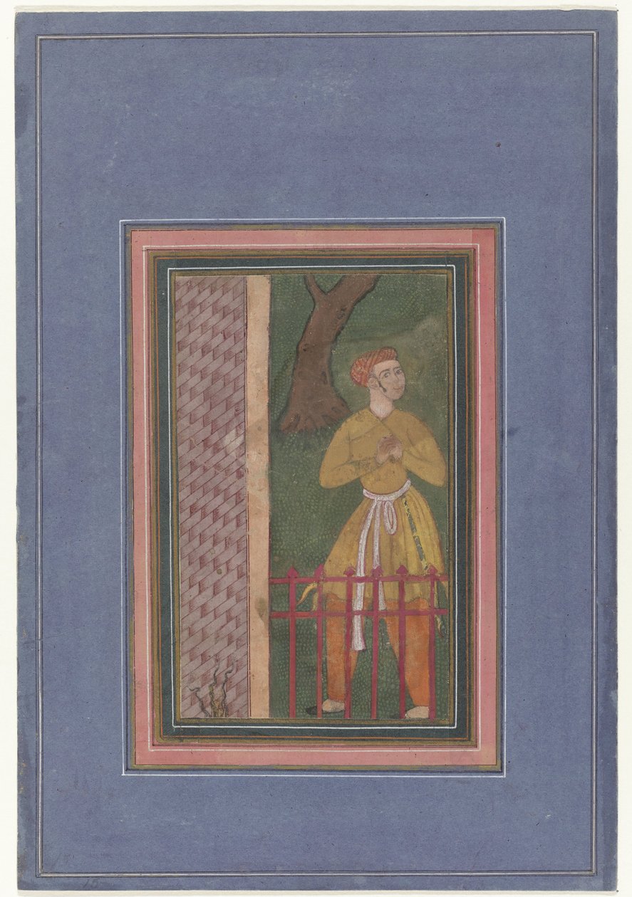 Standing Man Behind a Fence (fragment) by Anonymous