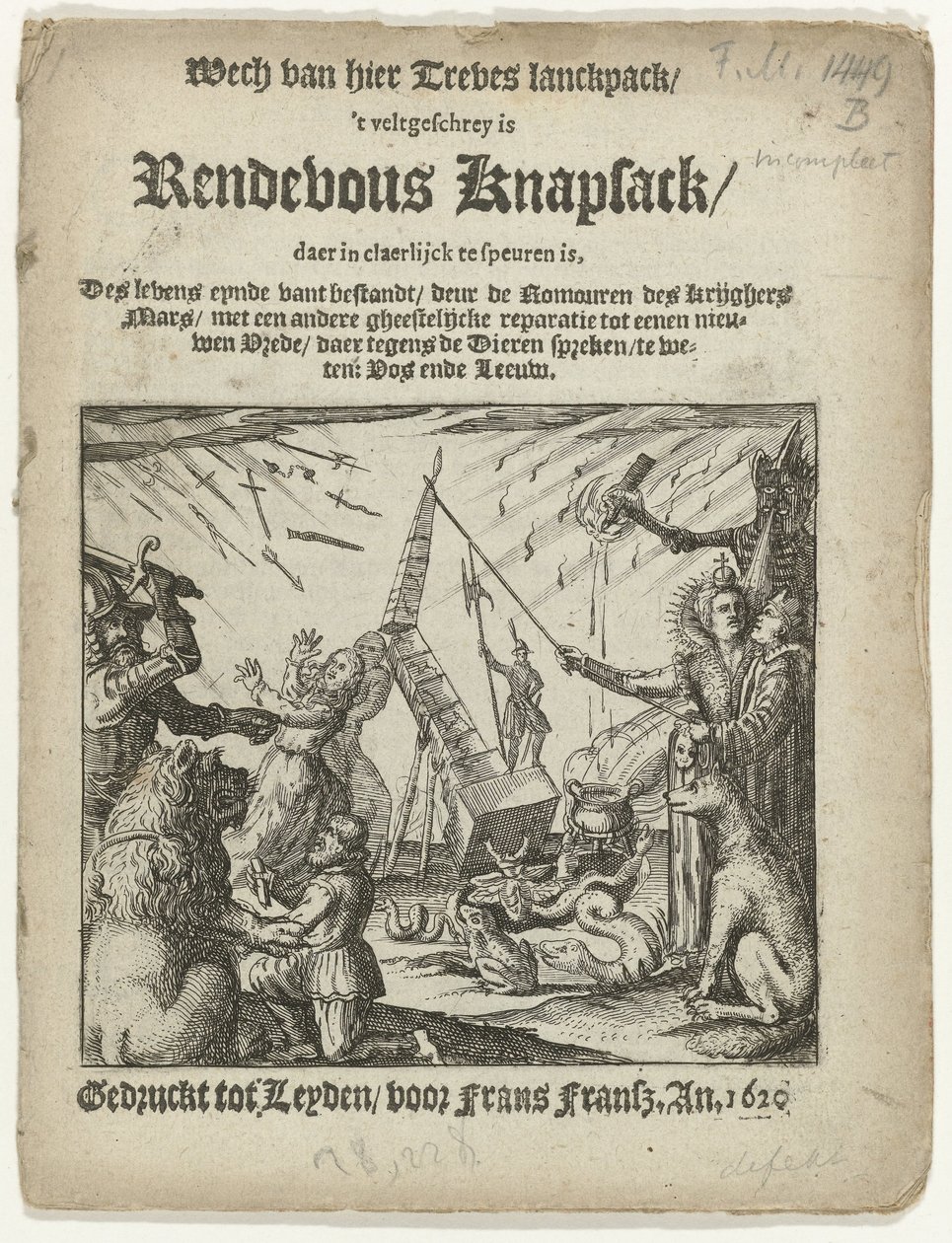 Title Page of the Pamphlet: Rendevous Knapsack, 1620 by Anonymous