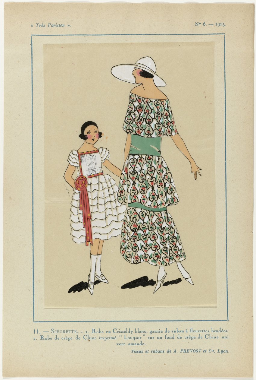 Très Parisien, 1923, No 6: 11.-SISTER. - 1. Dress in White Crisseldy... by Anonymous