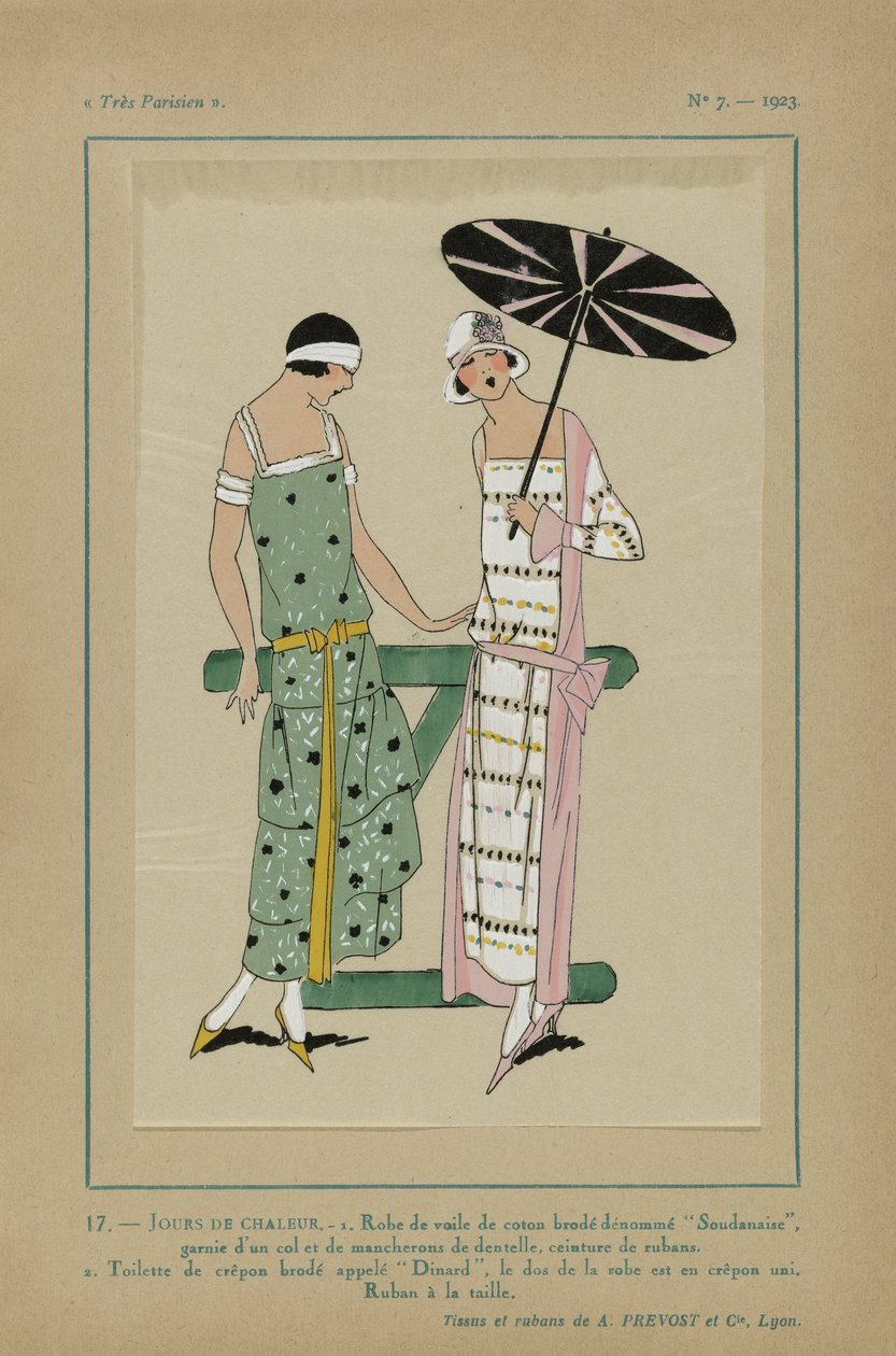 Très Parisien, 1923, No 7: 17.- HOT DAYS. - 1. Cotton Voile Dress... by Anonymous