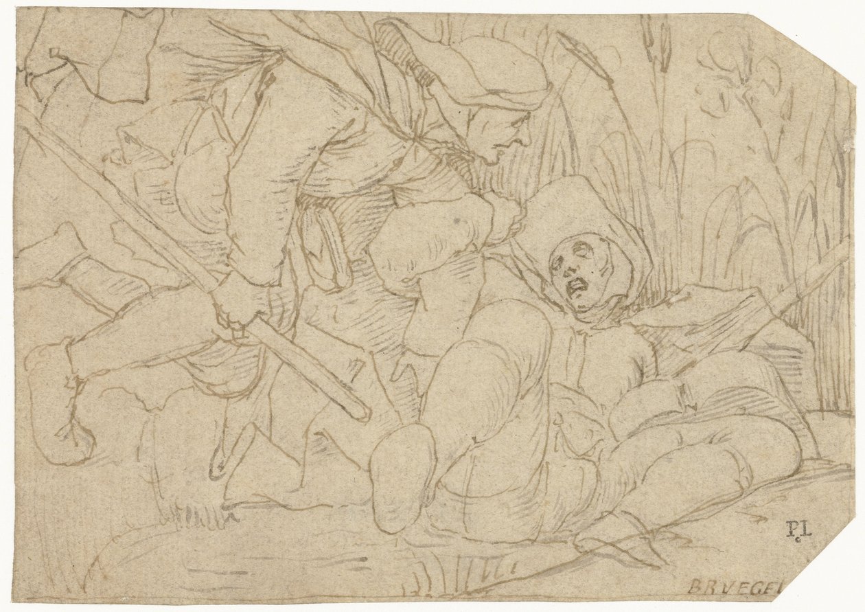 Two Blind Men Leading Each Other and Falling into the Water by Anonymous
