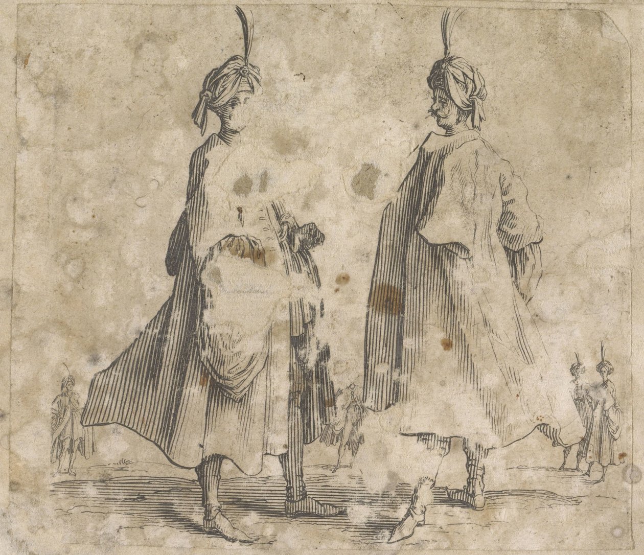 Two Men in Cloak with Turban on the Head by Anonymous