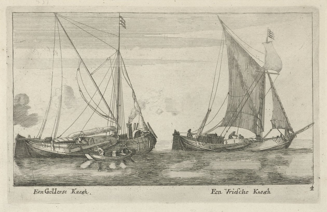 Two Ships: A Frisian Kaag and a Gelderland Kaag (A Gelderland Kaag, A Frisian Kaag) by Anonymous