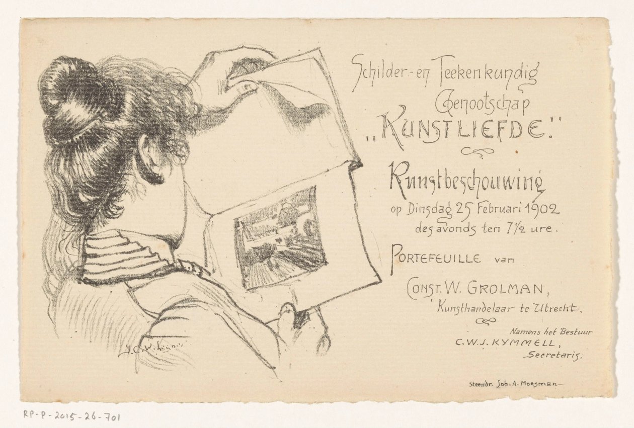Invitation from the Society of Painters and Draughtsmen Kunstliefde by Anonymous