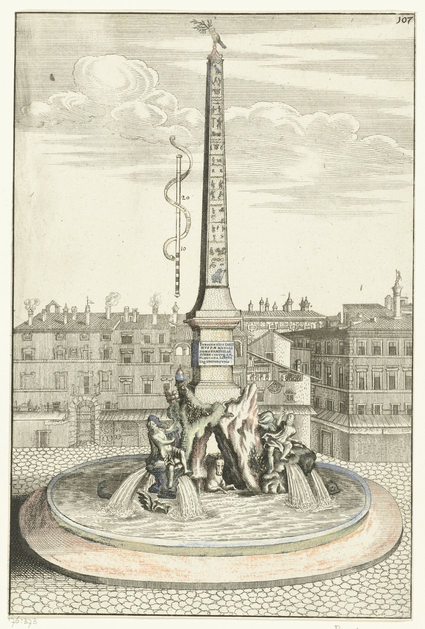 Four Rivers Fountain (Architectura Curiosa Nova) by Anonymous