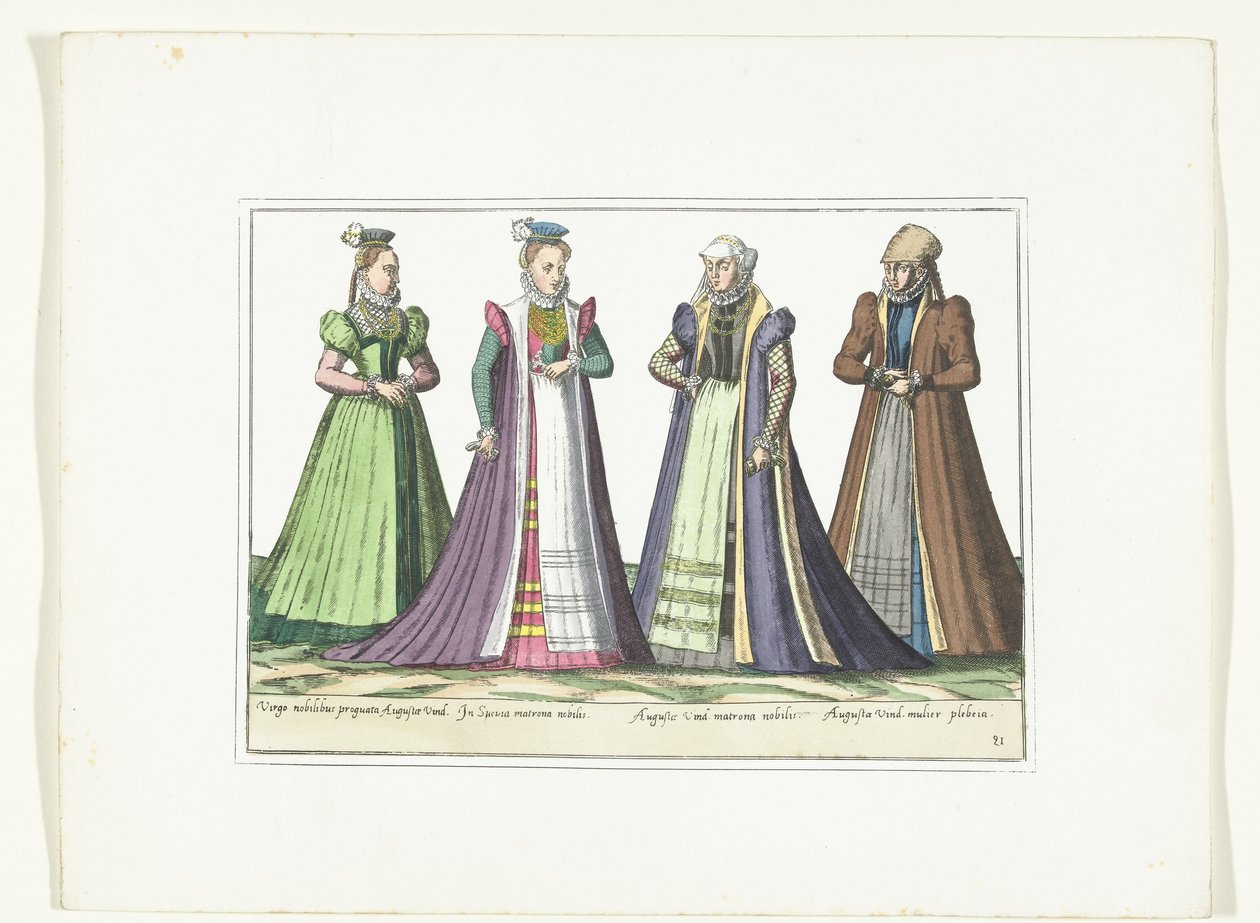 Four Women Dressed in German Fashion in Augsburg, ca. 1580 by Anonymous
