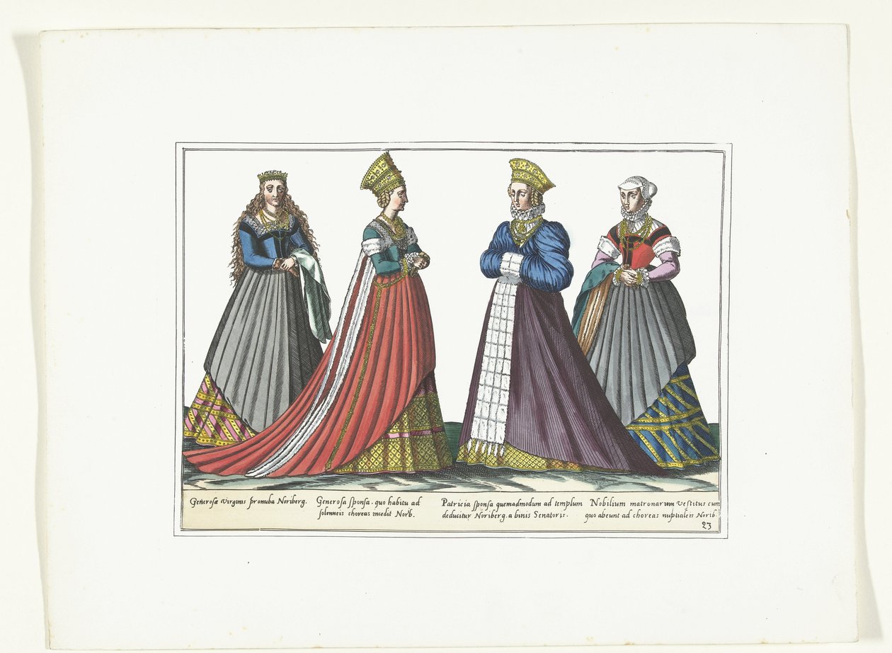 Four Women Dressed According to German Fashion in Nuremberg, ca. 1580 by Anonymous