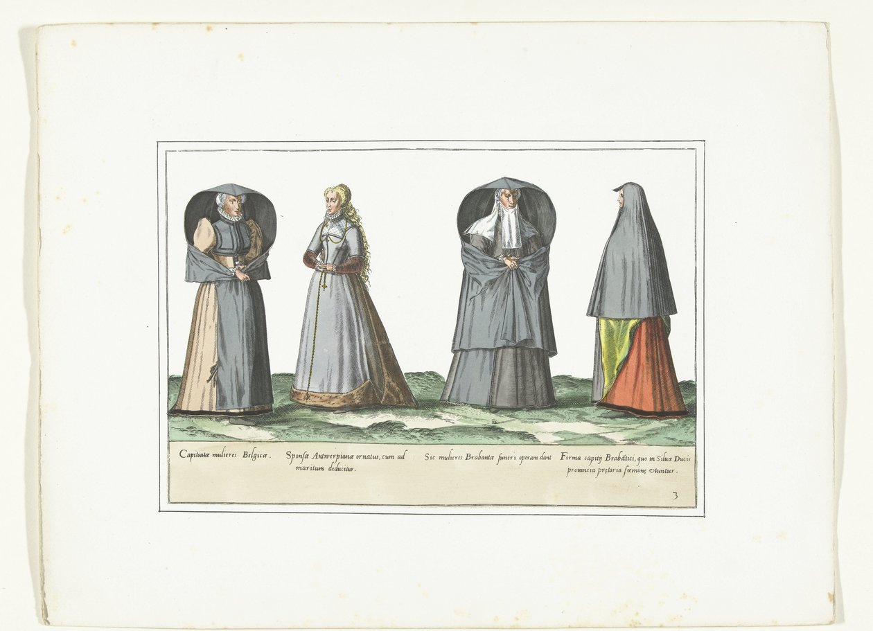Four Women Dressed According to Fashion in Antwerp, Brabant, and 