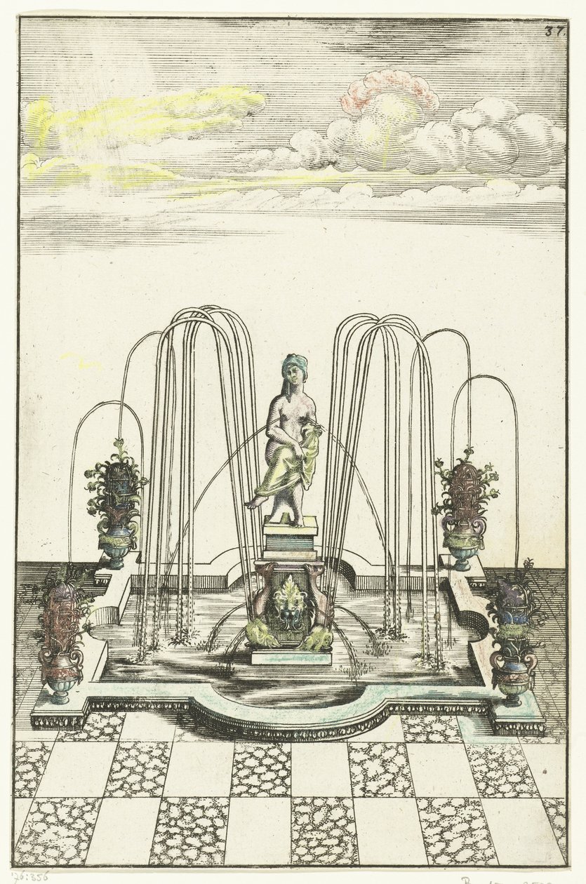 Square Basin with Semi-Circular Protrusions (series title: Architectura Curiosa Nova) by Anonymous