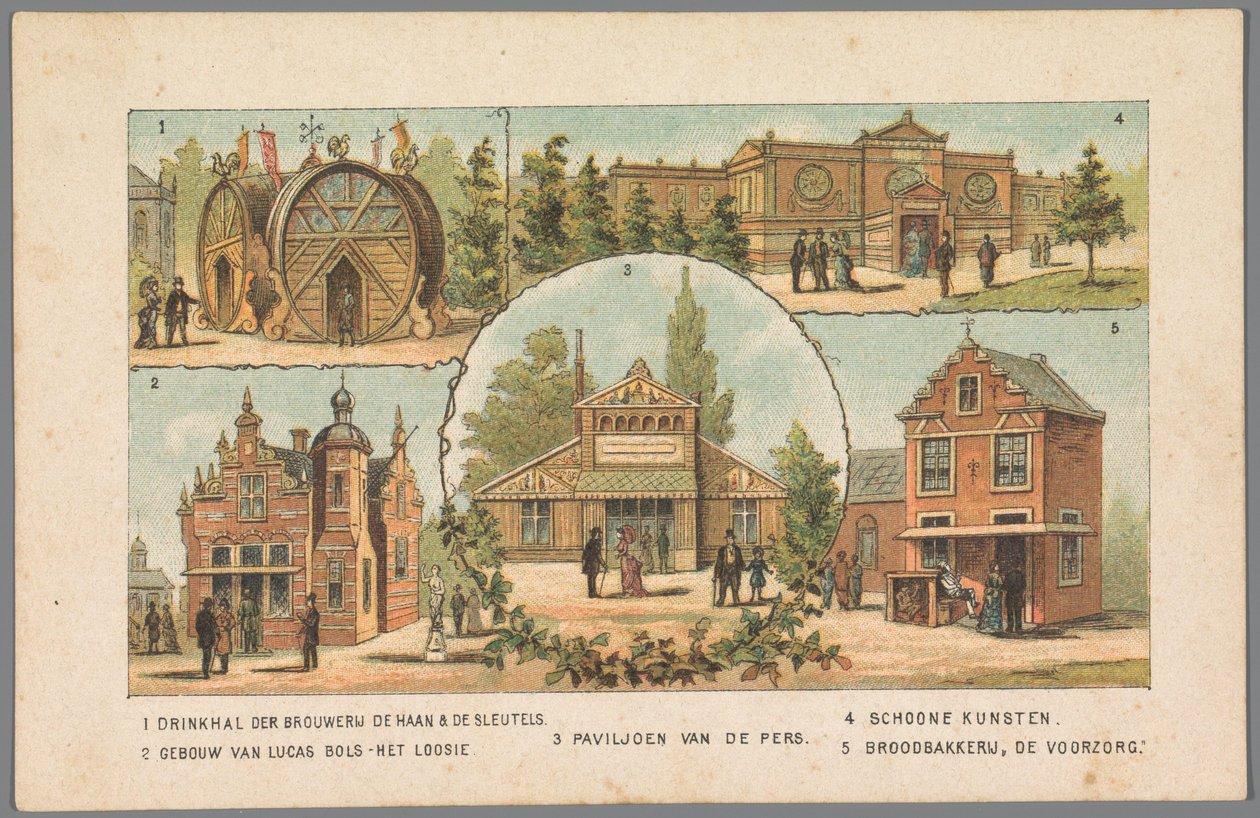 Five Pavilions at the World Exhibition in Amsterdam, 1883 by Anonymous