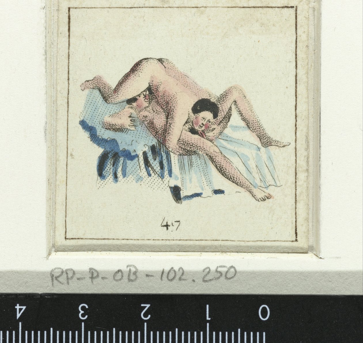 Couple making love, man lying on woman (Eight erotic scenes) by Anonymous