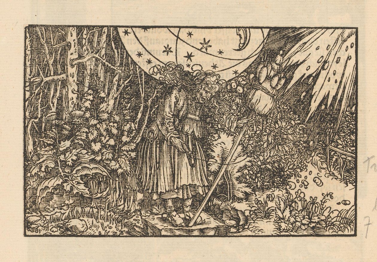 Woman with Spindle in a Forest and a Celestial Vault by Anonymous