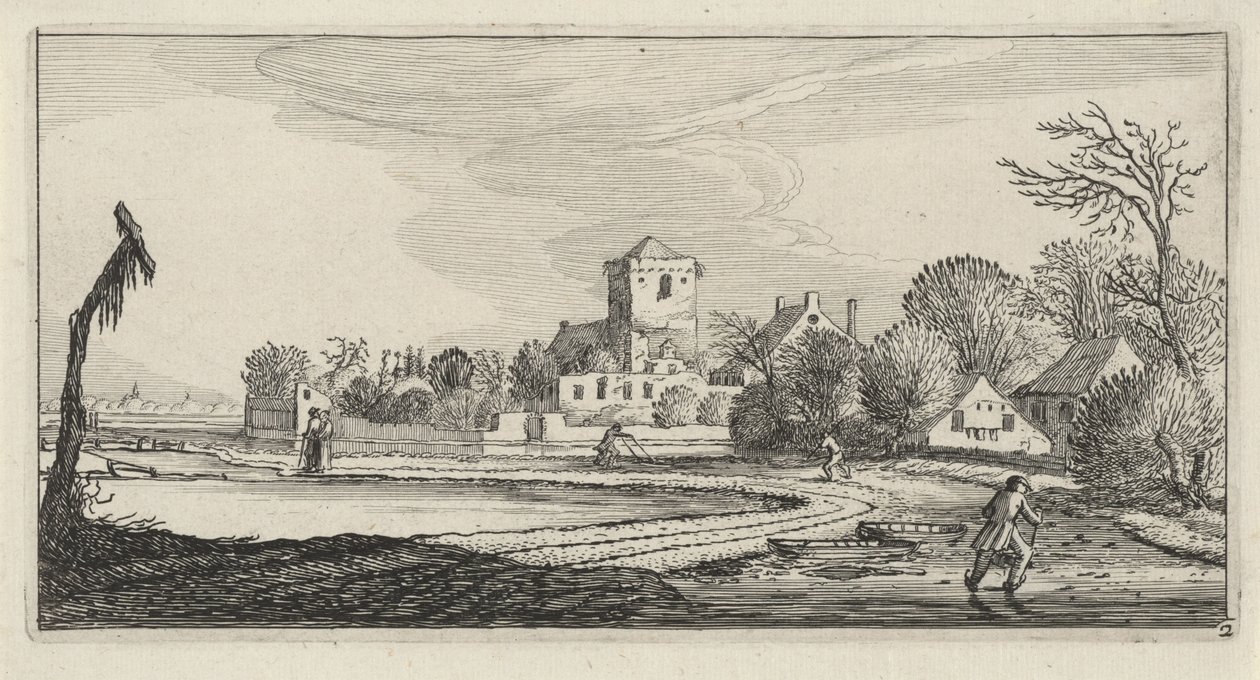 Winter Landscape with Skaters (Flat Landscapes) by Anonymous