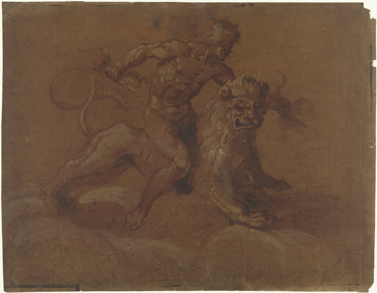 Seated Jupiter on a lion, on clouds by Anonymous
