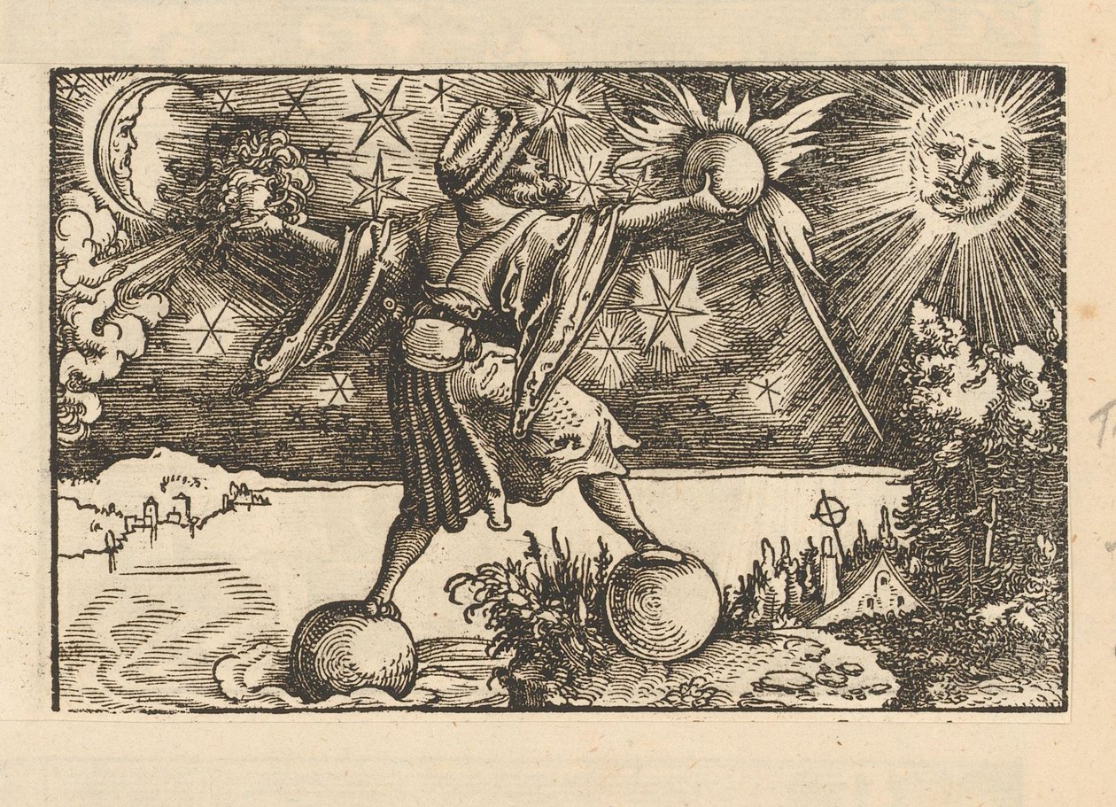 Sun and Moon and a Man Balancing the Four Elements by Anonymous