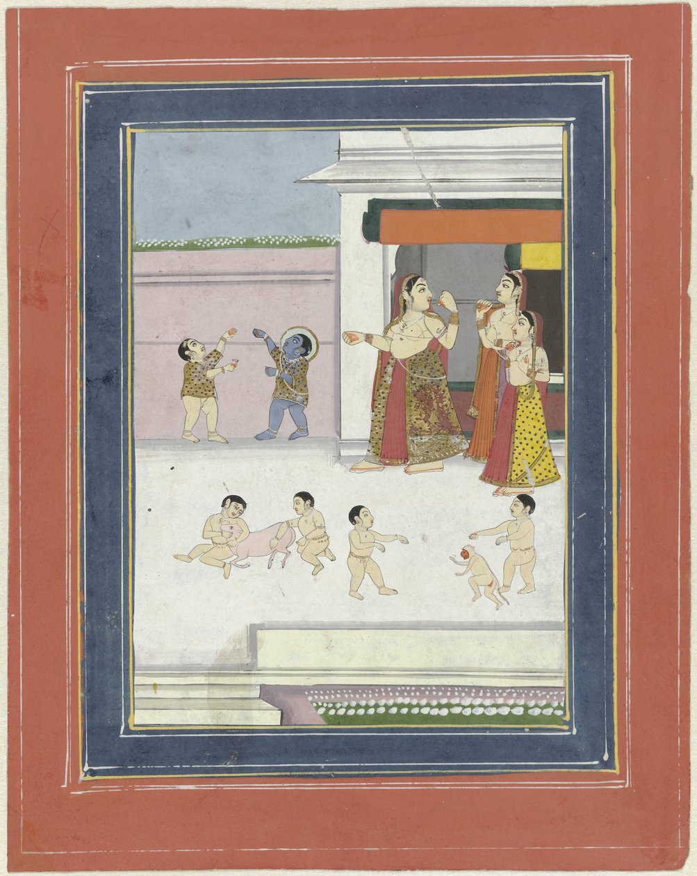 Three Women and Playing Children with Krishna by Anonymous