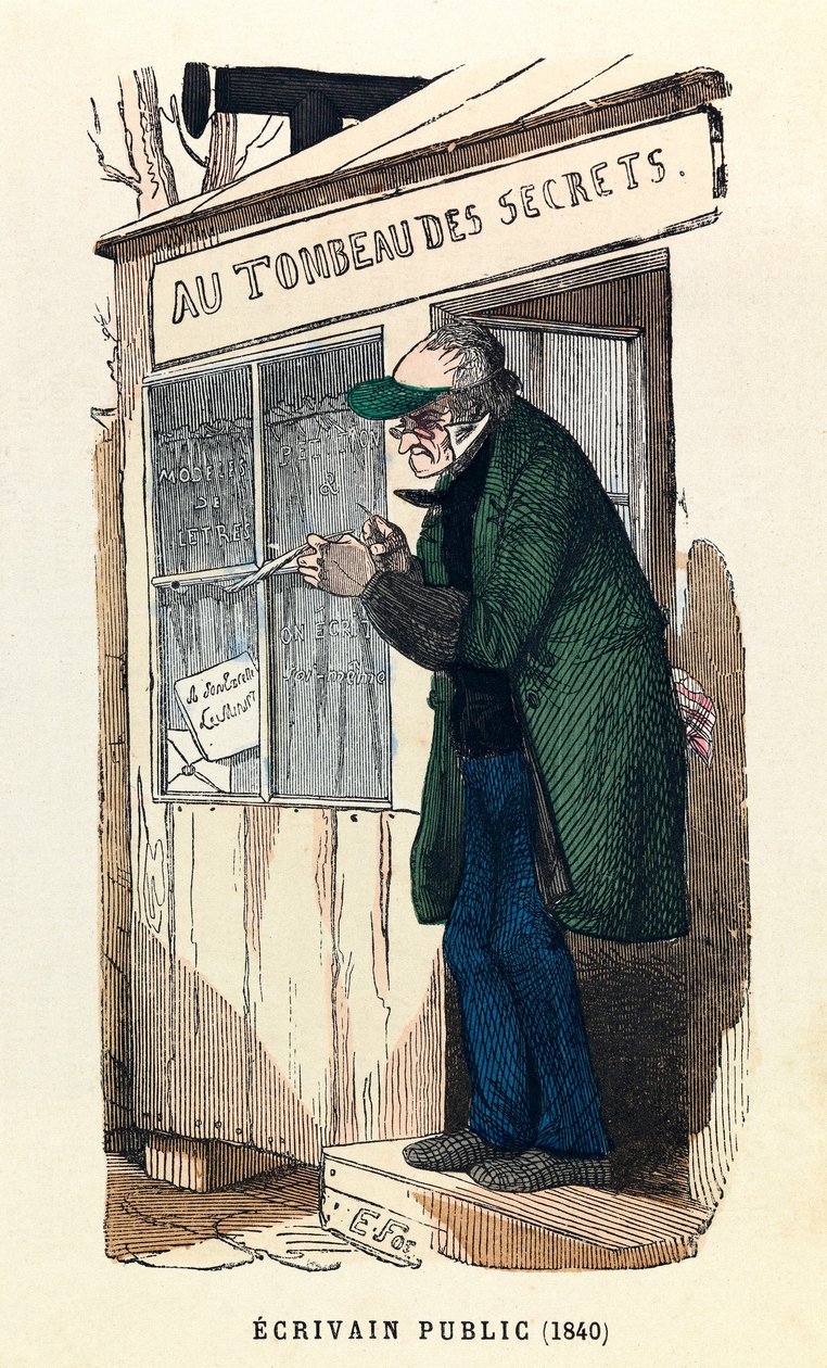 A Public Writer in 1840 in Paris by Anonymous Anonymous