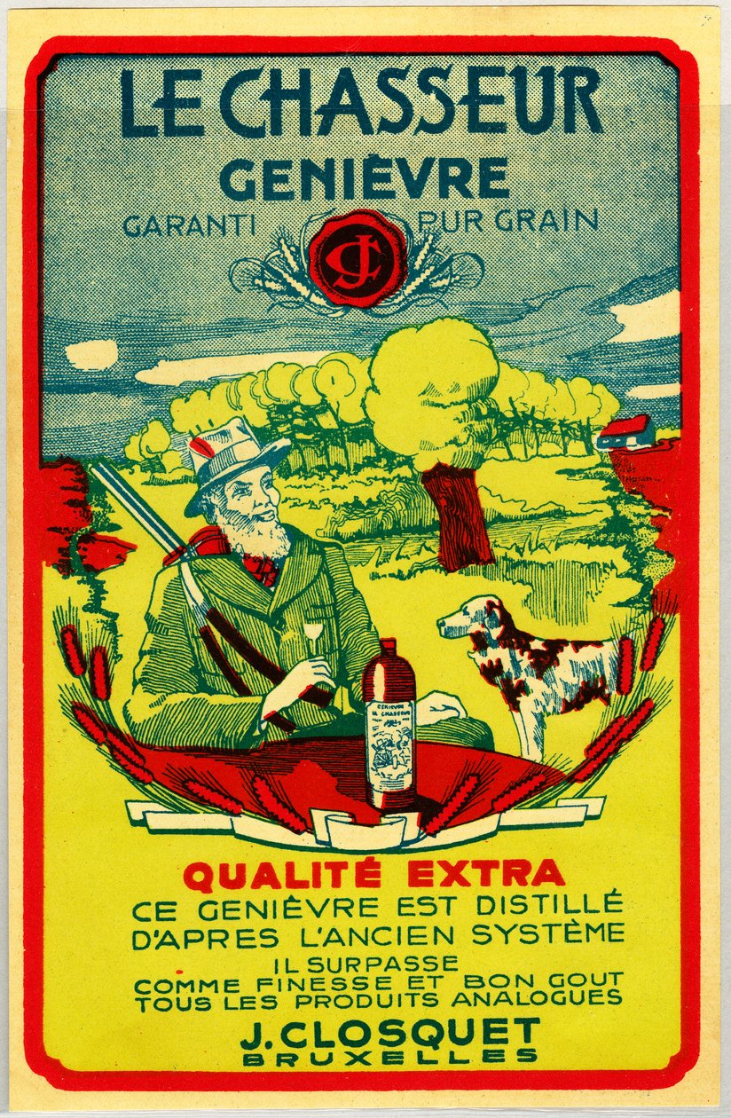 Advertisement sticker for Jenever liquor from Belgium by Anonymous Anonymous