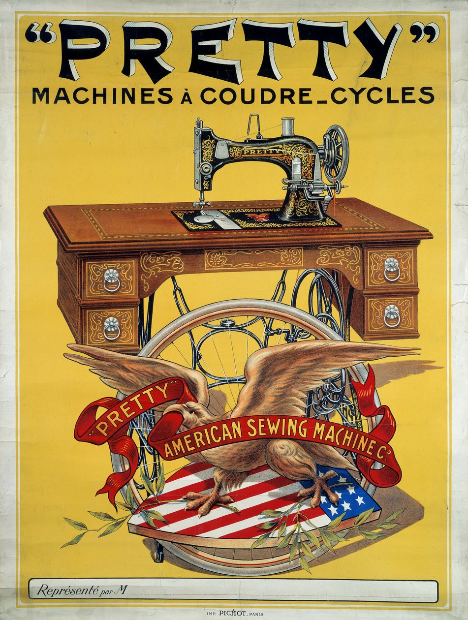 Advertising poster for American sewing machine 