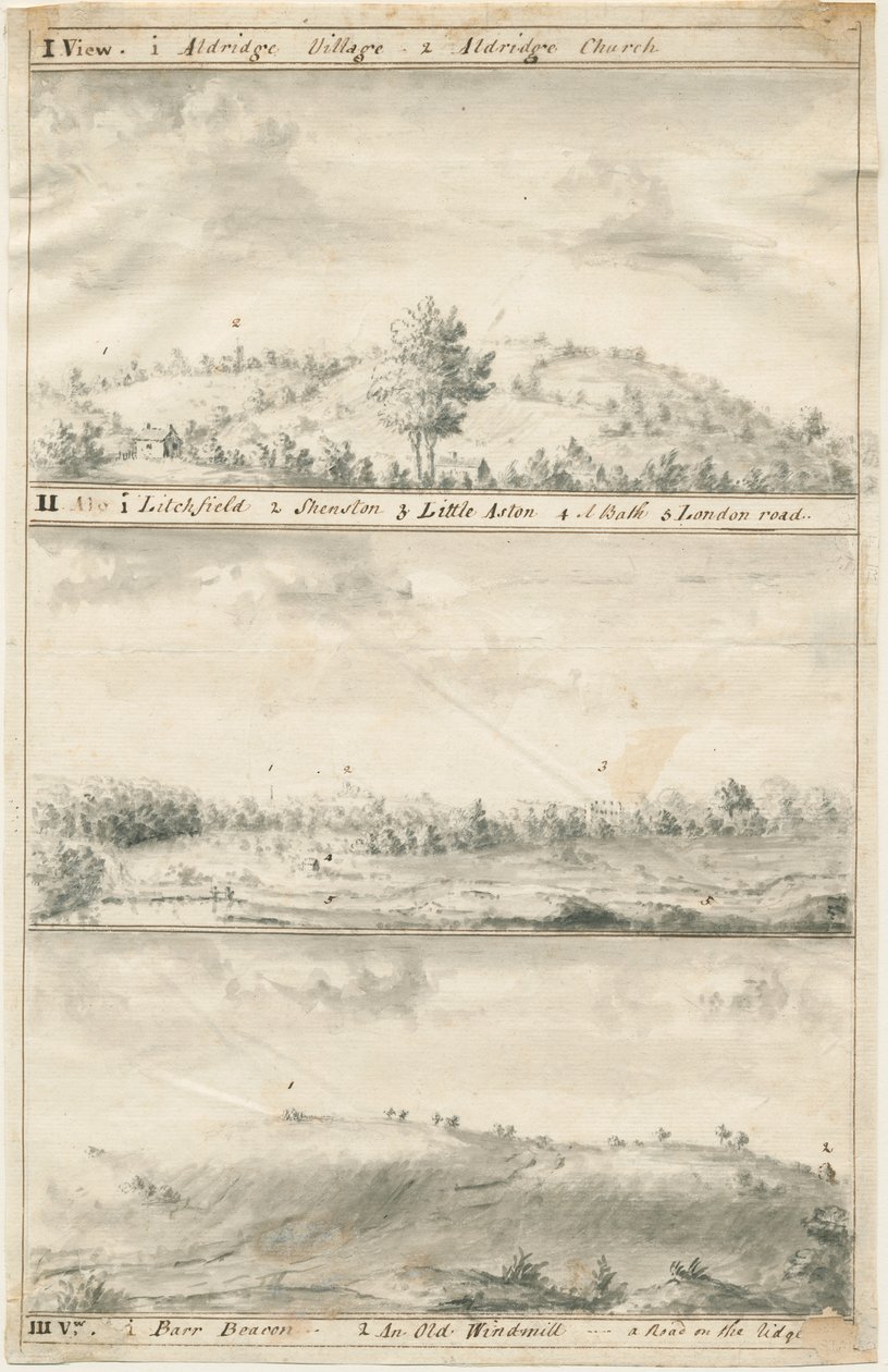 Aldridge Panoramic View: Sepia Drawing by Anonymous Anonymous