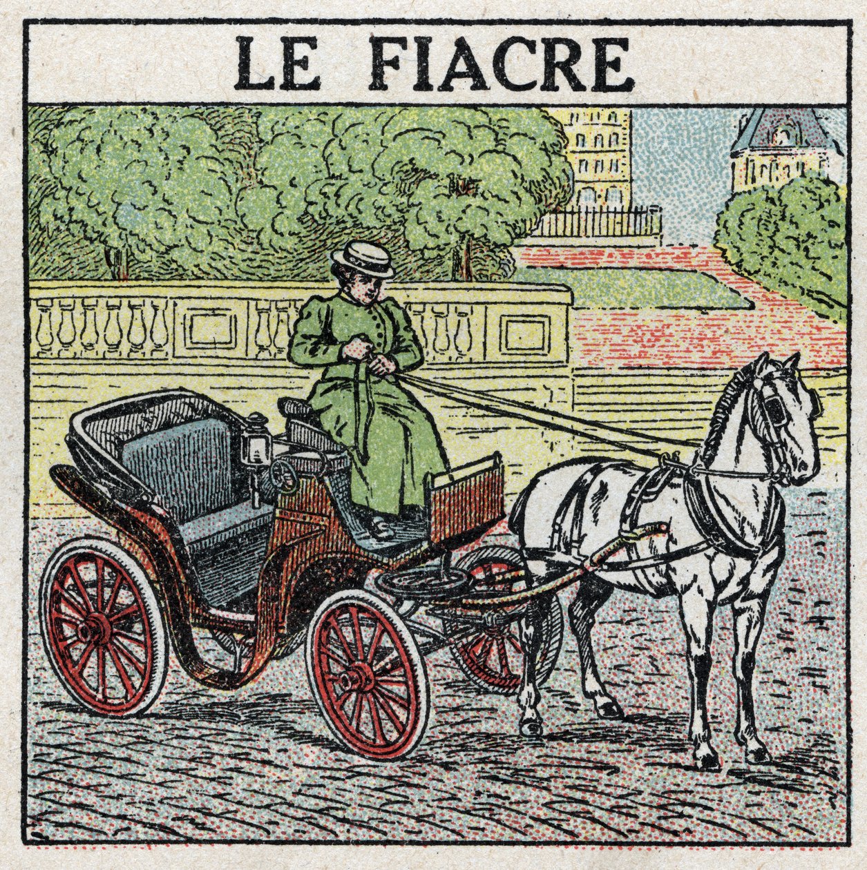 Animal traction: the fiacre. Anonymous illustration from 1925. Private collection. by Anonymous Anonymous