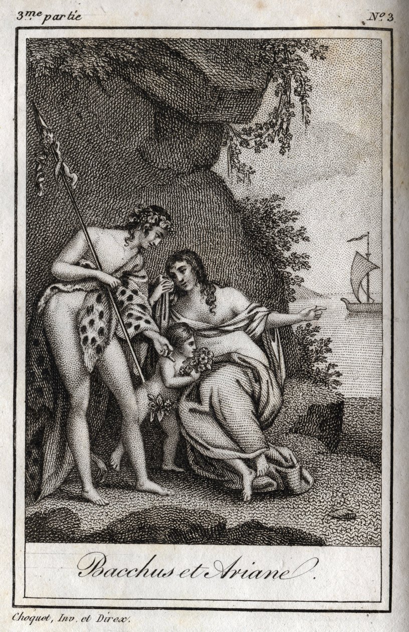 Bacchus and Ariadne. Engraving from 1819 in 