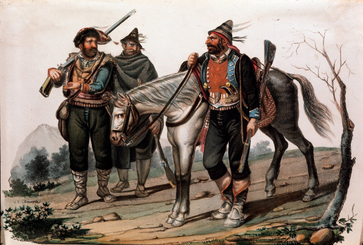 Brigandage in Calabria, Italy - 19th Century Engraving - Private Collection by Anonymous Anonymous