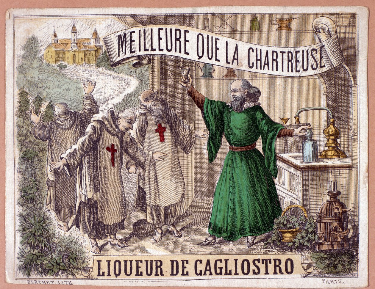 Cagliostro liqueur made from the distillation of aromatic herbs by monks by Anonymous Anonymous
