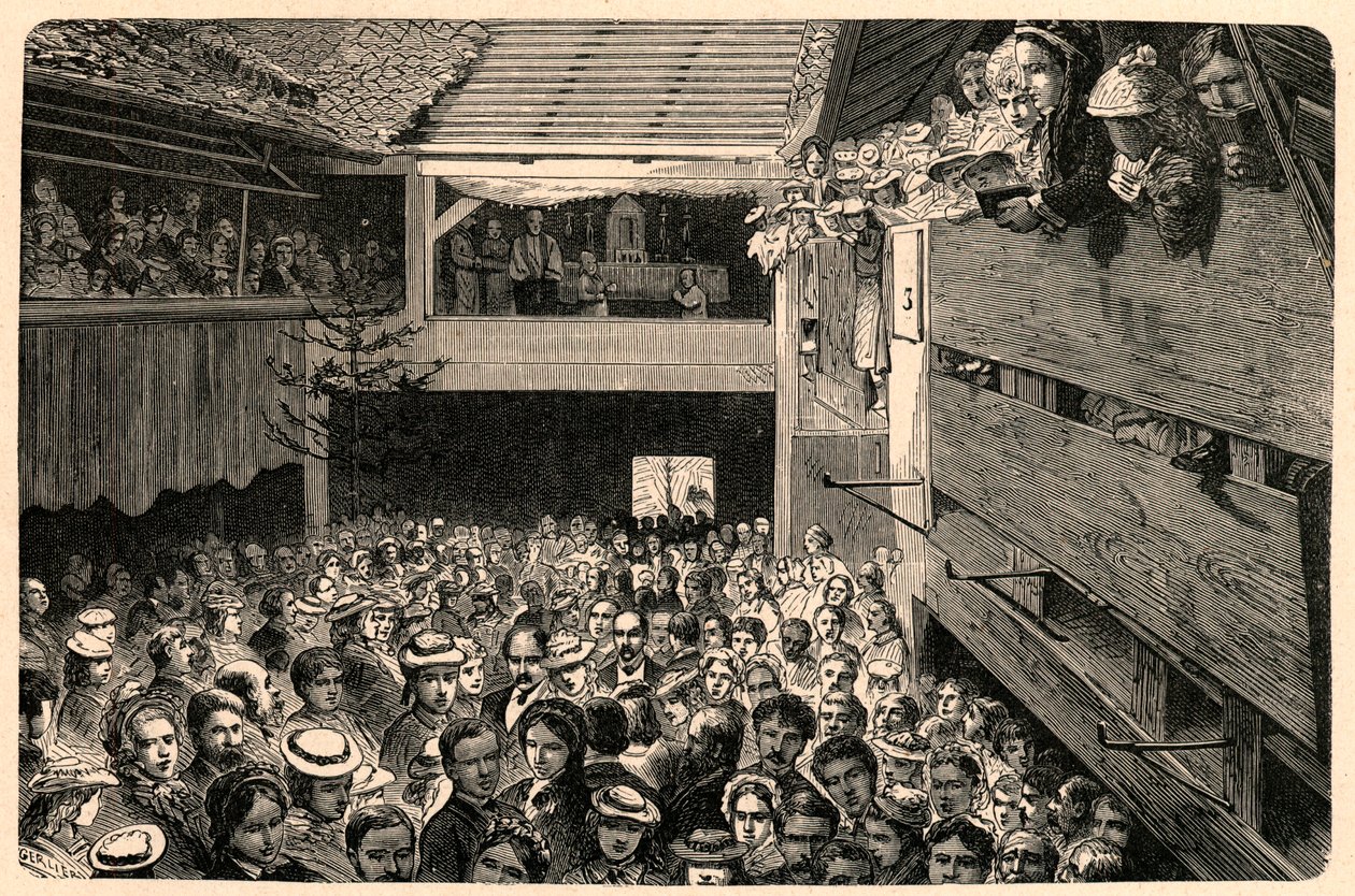 Celebration of the Catholic worship in Porrentruy, Switzerland in 1874, after a photograph. Engraving in Les Missions Catholiques au XIXeme Siecle by Louis-Eugene Louvet. Private collection. by Anonymous Anonymous