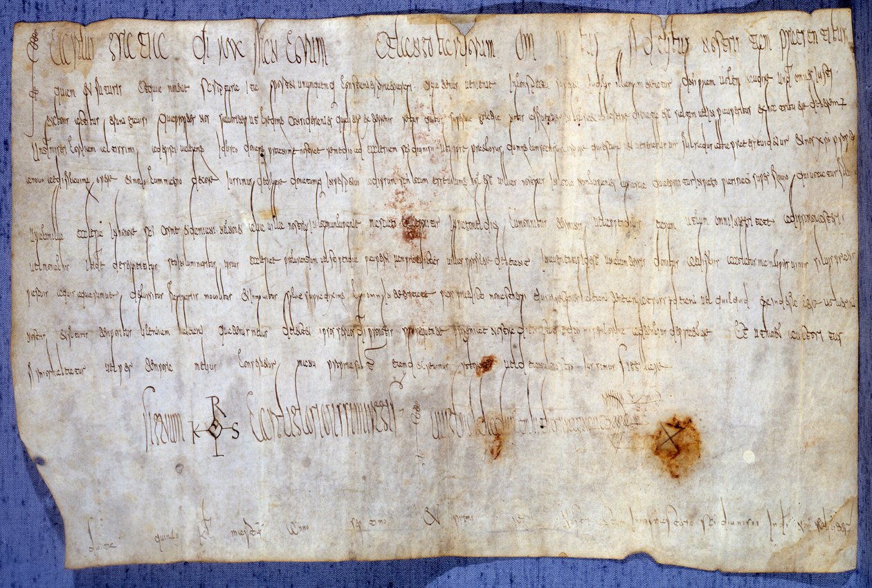 Charter of King Charlemagne (Charles I, Charles the Great or Carolus Magnus) (742-814) exempting the abbey of Saint Germain des Pres from tax on 27/03/779. Paris, National Archives by Anonymous Anonymous