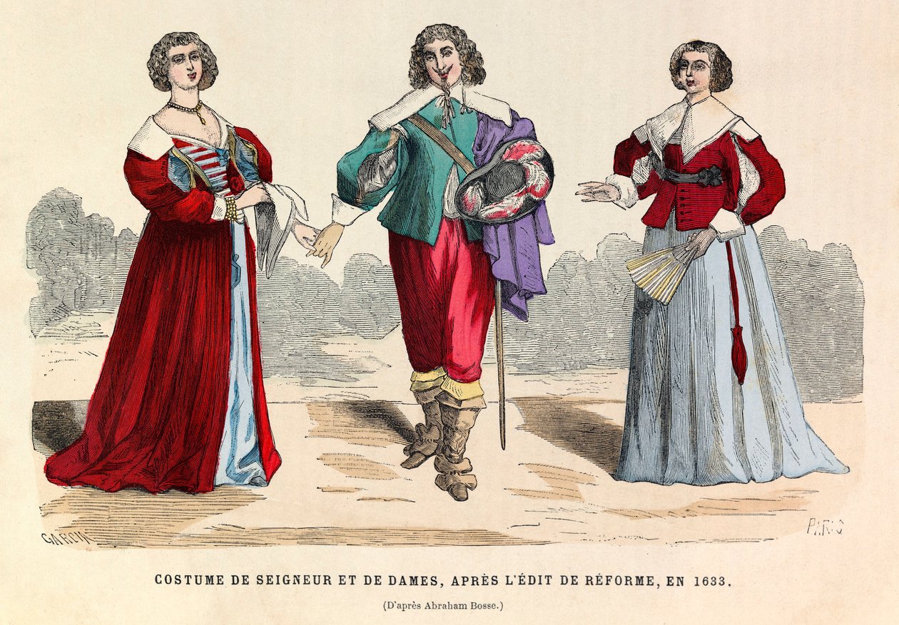 Costumes of Lords and Ladies after the Reform Edict in Paris in 1633 - Private Collection by Anonymous Anonymous