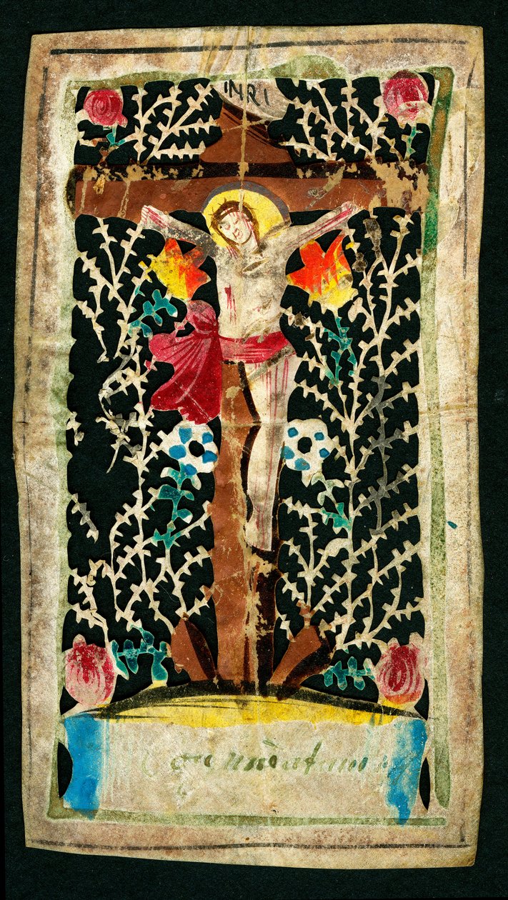Crucifixion - Pious image with INRI inscription - Private collection by Anonymous Anonymous
