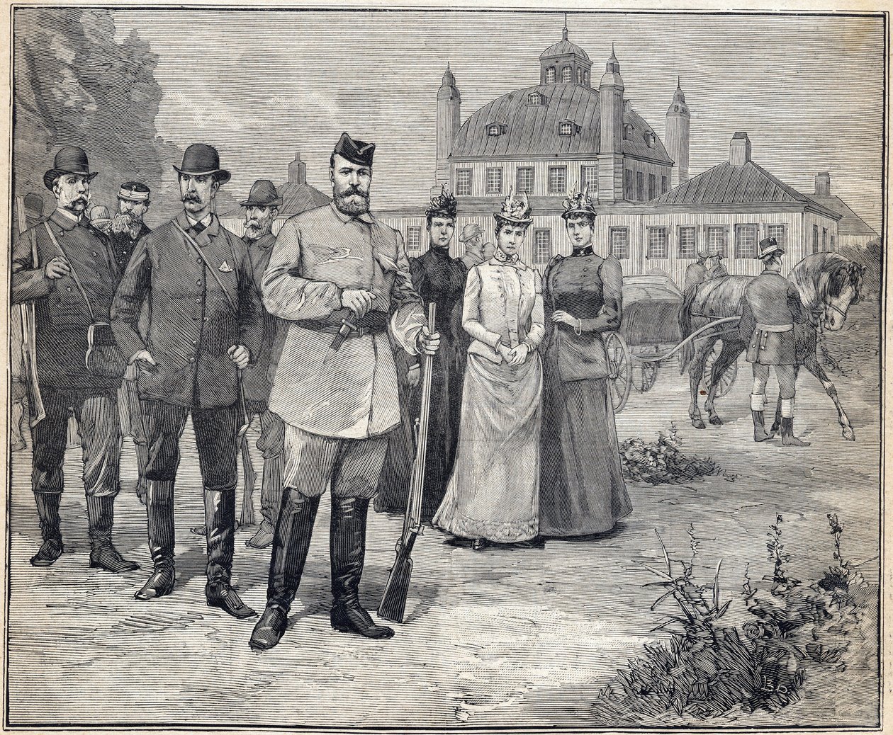 Departed for Hunting Tsar Nicholas II of Russia (1868-1918) in Fredensborg, Denmark. Engraving in Le Petit Parisien 1893 by Anonymous Anonymous