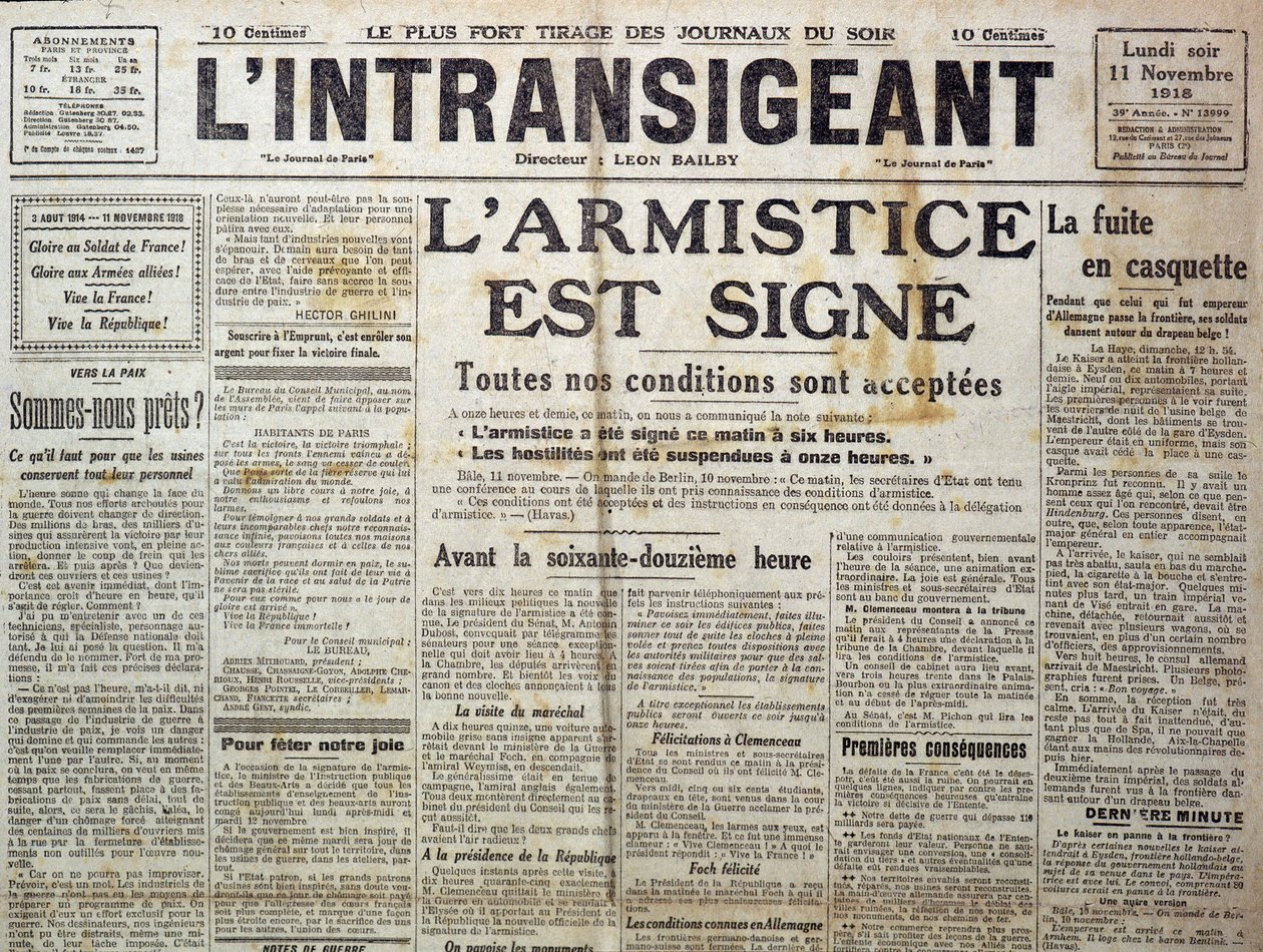 Detail of 25989: One of The Intransigent of 11/11/1918 announcing the armistice is signed by Anonymous Anonymous