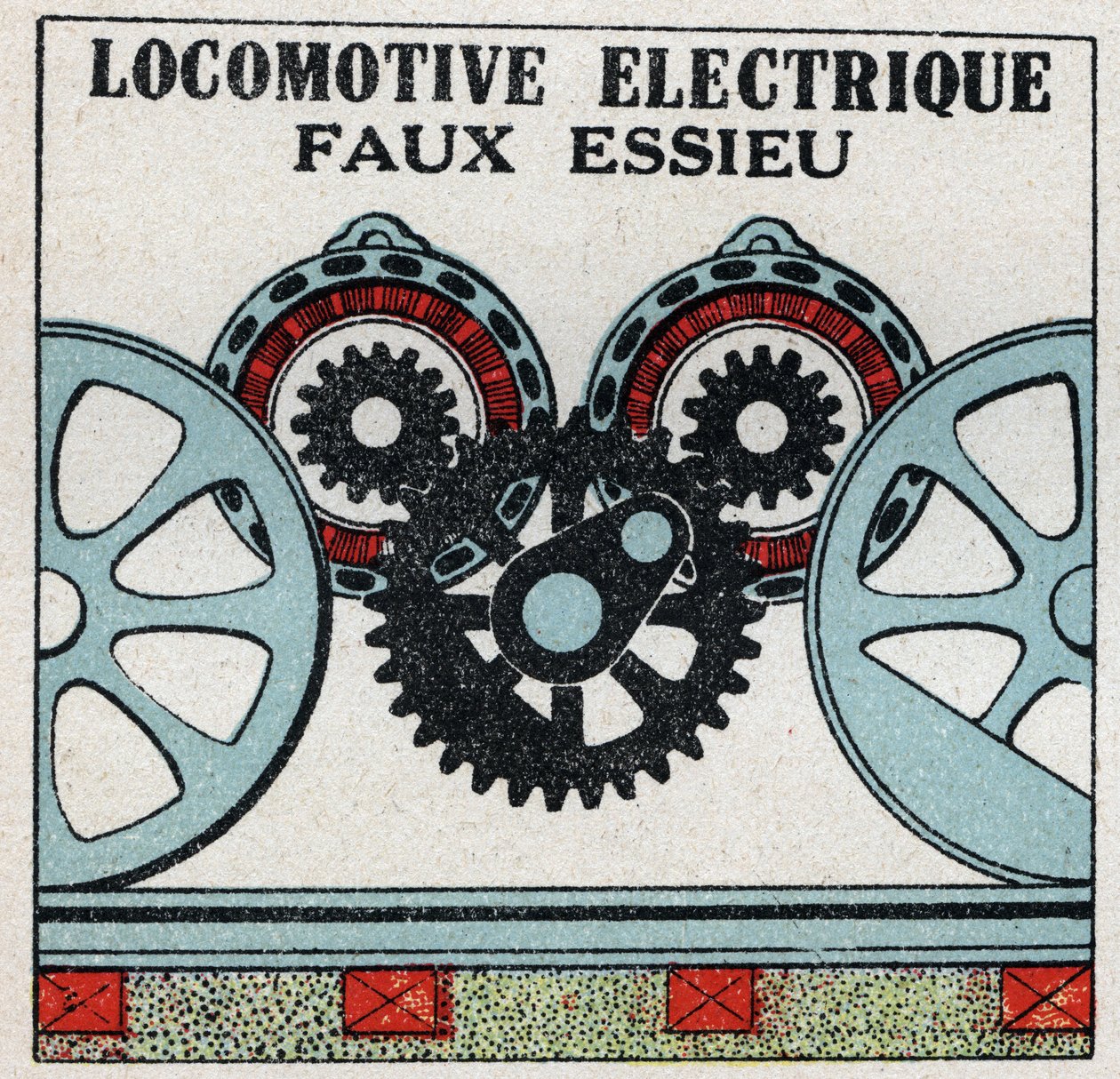 Electric railways: false axle of an electric locomotive. Anonymous illustration from 1925. Private collection. by Anonymous Anonymous