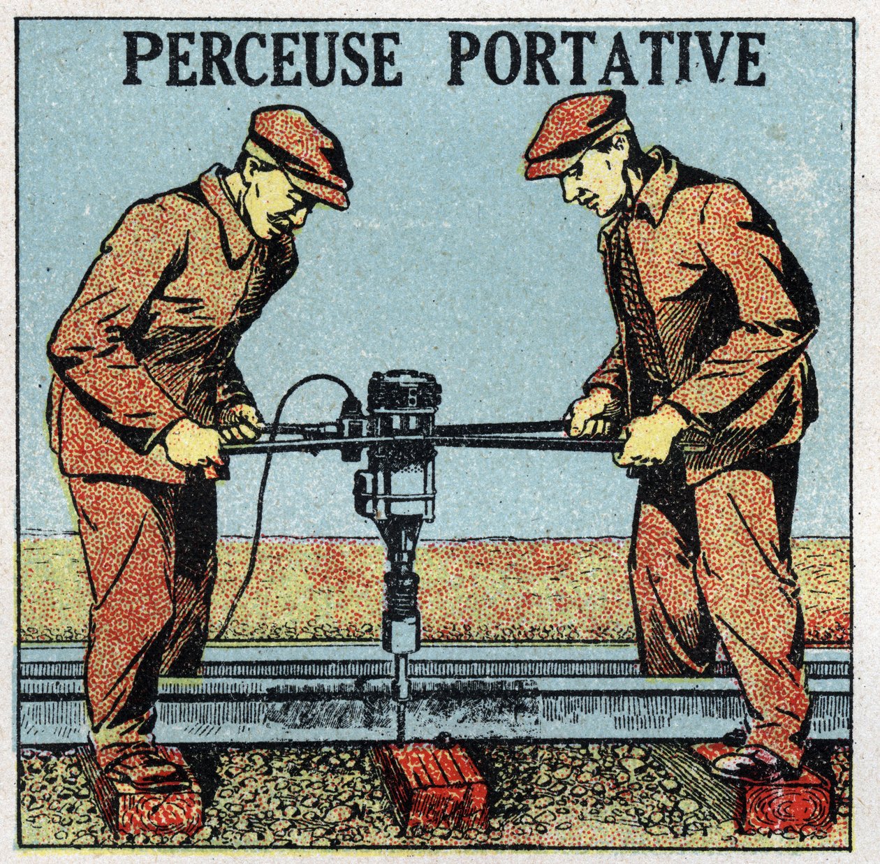 Electric tools: portable drill. Anonymous illustration from 1925. Private collection. by Anonymous Anonymous