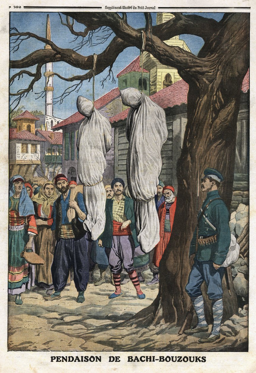 First Balkan war: hanging of Bachibuzuk, mercenary horsemen of the Ottoman army, captured by the Bulgarian army by Anonymous Anonymous