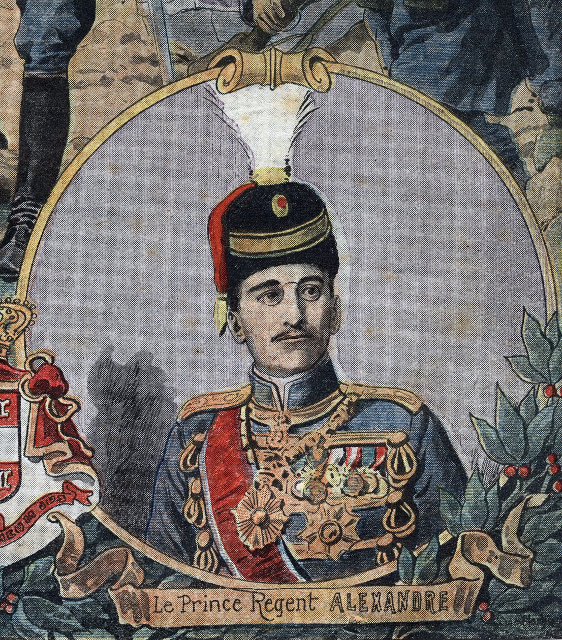 First World War 1914-1918: Portrait of the Prince Regent of Serbia Alexander, who became King Alexander I of Yugoslavia or Alexander II of Serbia (1888-1934). Engraving in Le Petite Journal by Anonymous Anonymous