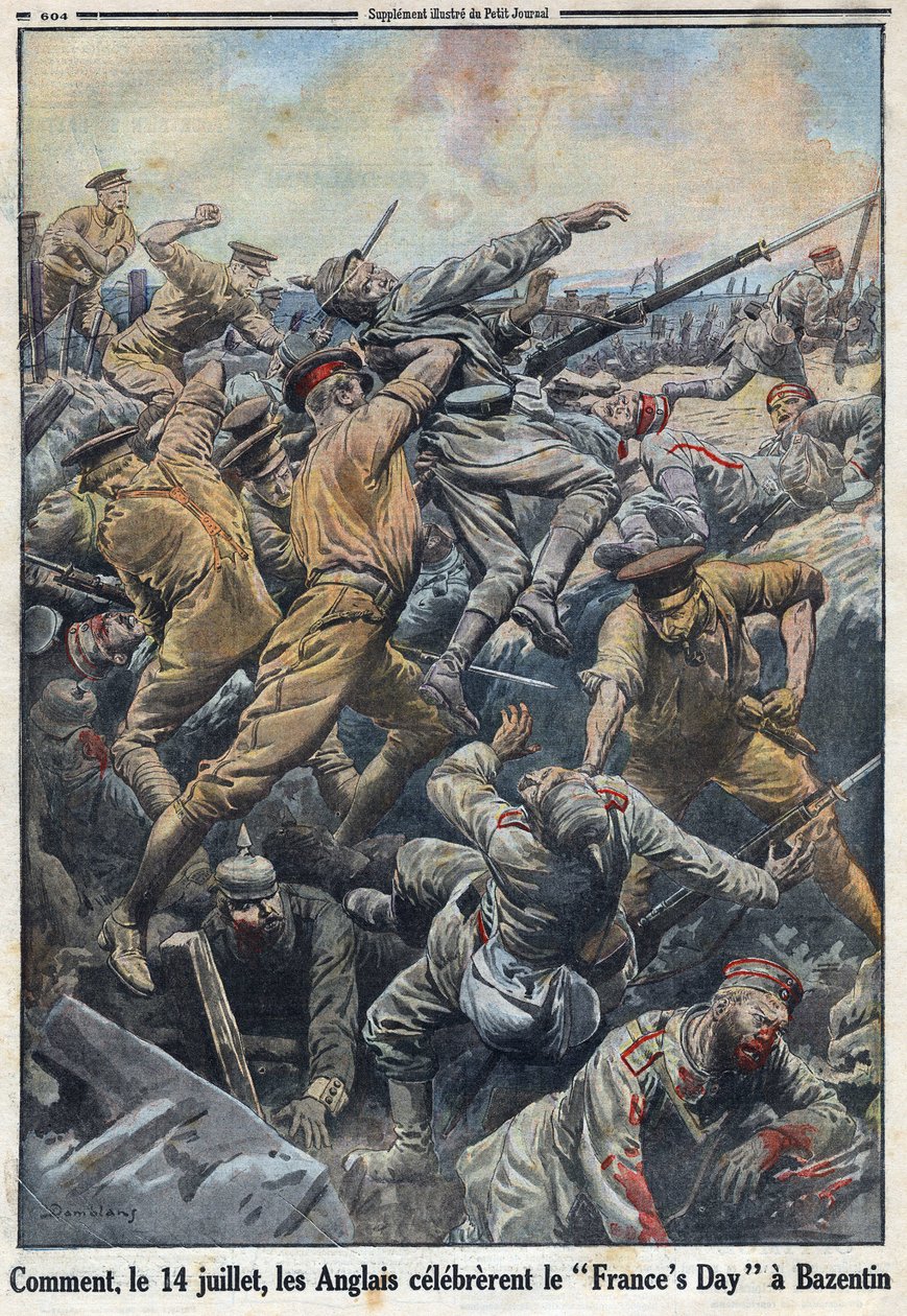 First World War 1914-1918. Battle of Crete Bazentin on 13 and 14 July 1916 where the English opposed the German army in Le Petit Journal, on 6/08/1916 by Anonymous Anonymous