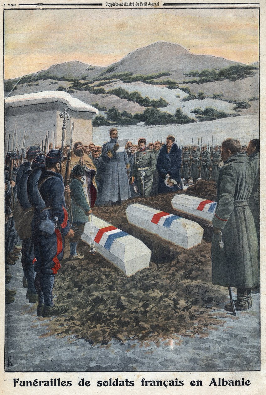 First World War 1914-1918. Funeral of French soldiers in Albania. In Le Petite Journal by Anonymous Anonymous