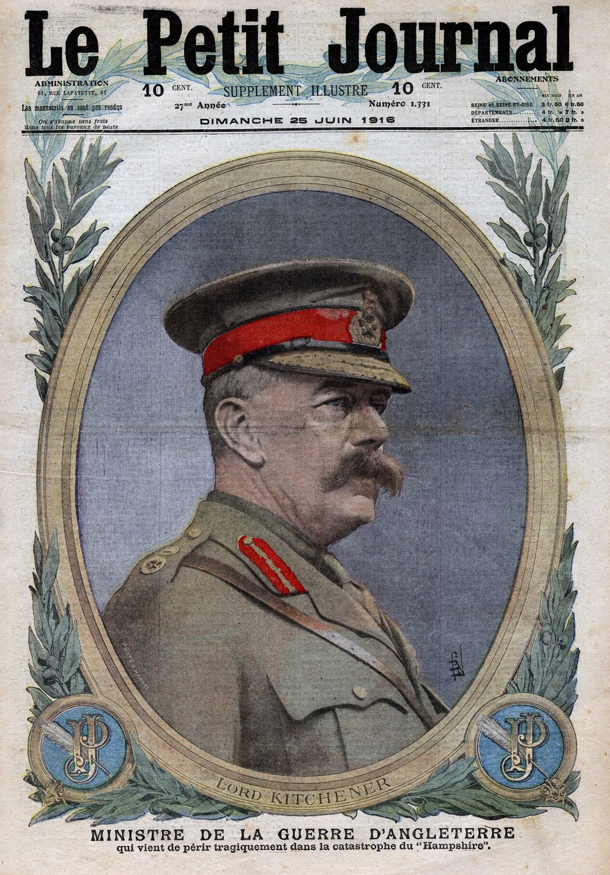 First World War 1914-1918. Portrait of the Minister of War in England Horatio Herbert Kitchener (1850-1916). In Le Petite Journal, on 25/06/1916. Private Collection by Anonymous Anonymous