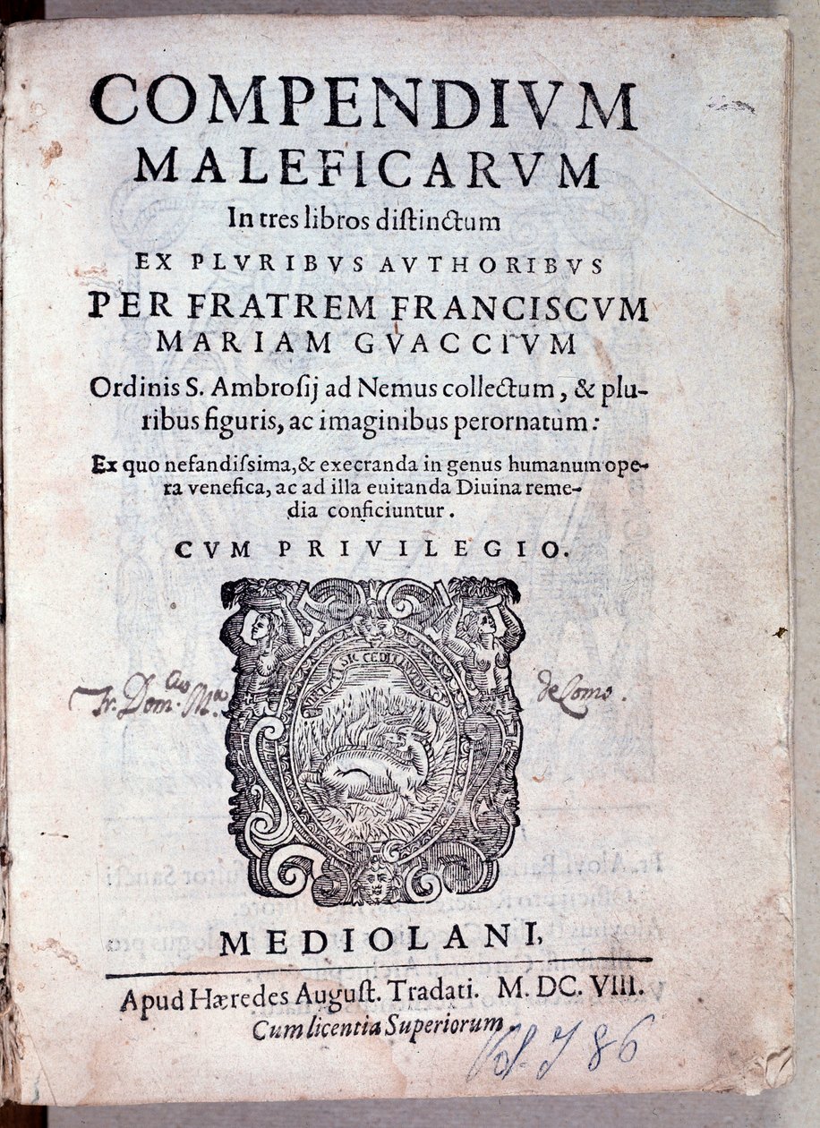 Frontispiece of Compendium maleficarum by Guazzo about demonology and witchcraft (engraving) by Anonymous Anonymous