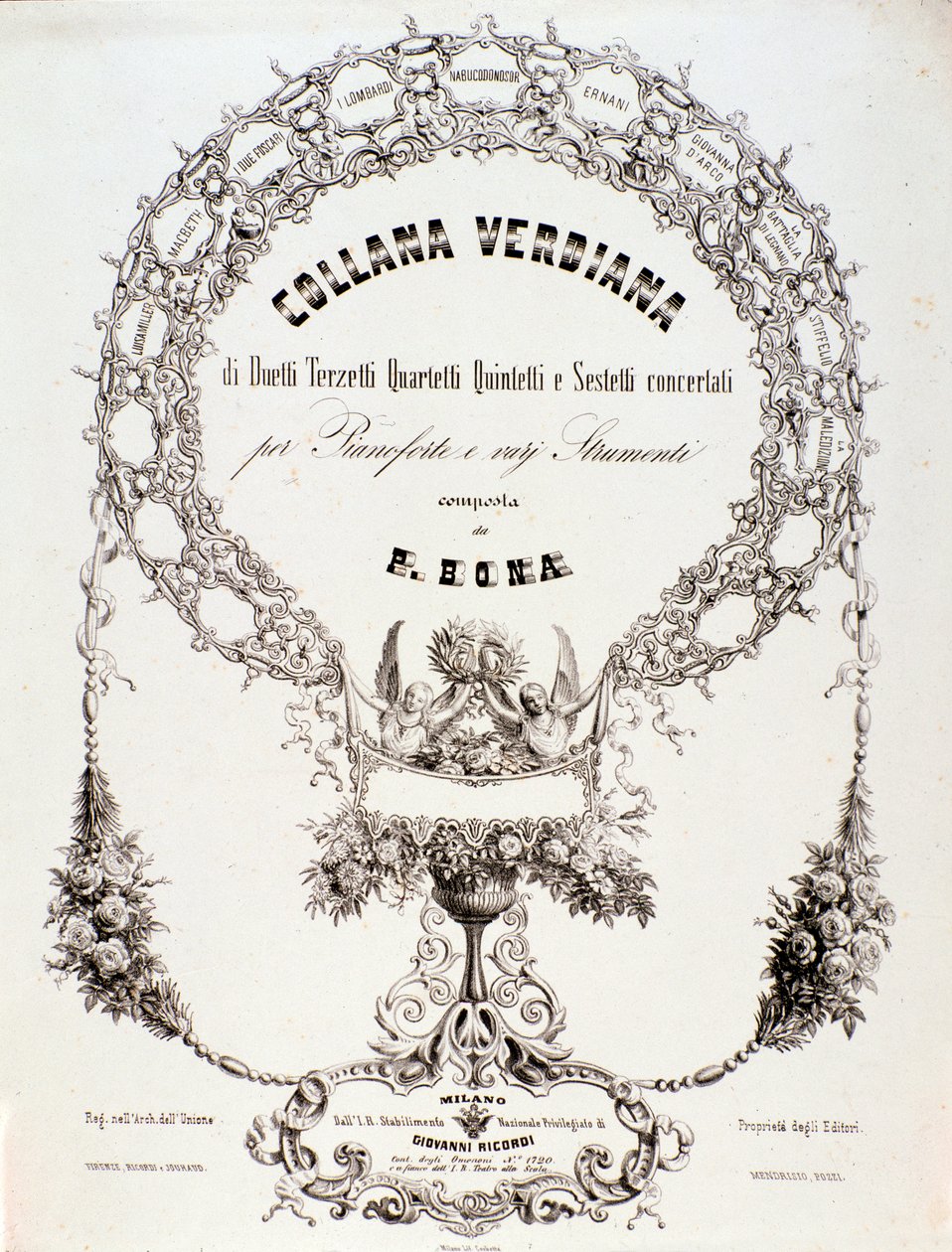 Frontispiece of a collection of musical scores by Giuseppe Verdi by Anonymous Anonymous