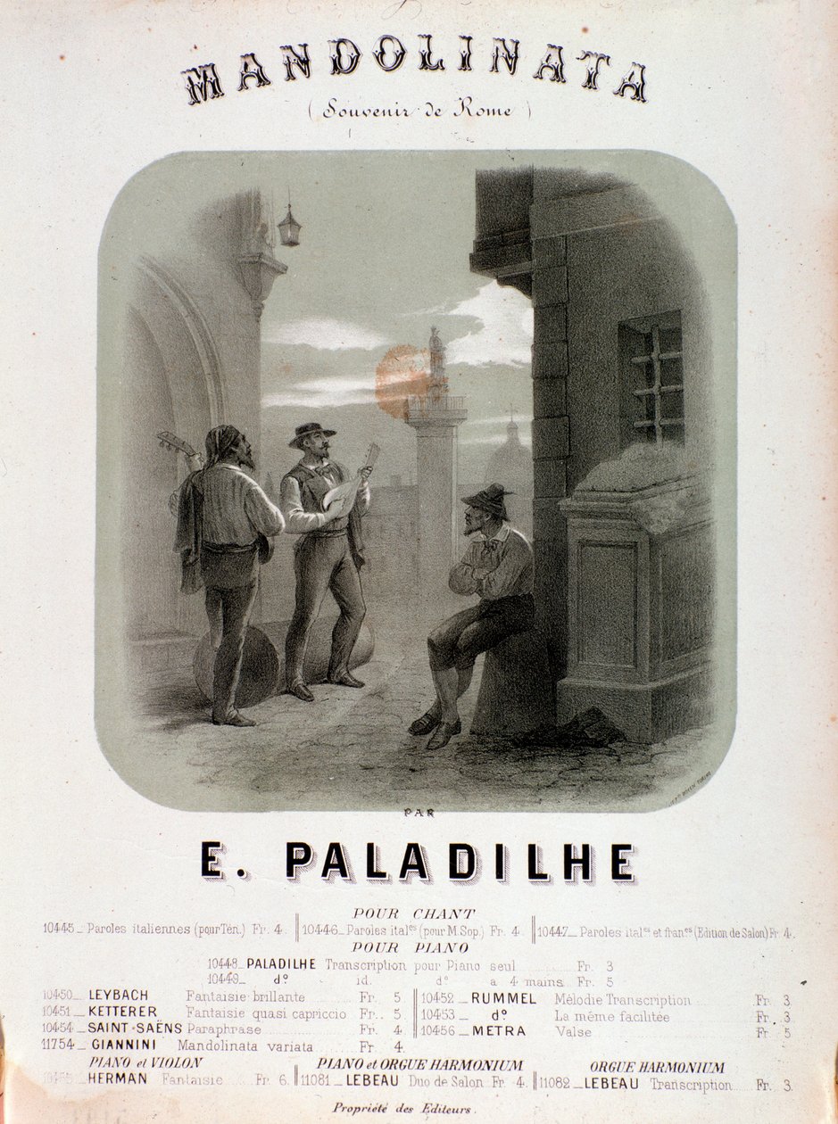 Frontispiece of musical score of Mandolibata by E Paladilhe by Anonymous Anonymous