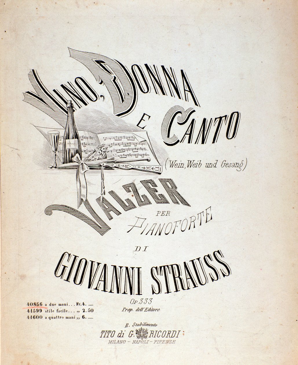Frontispiece of musical score of 
