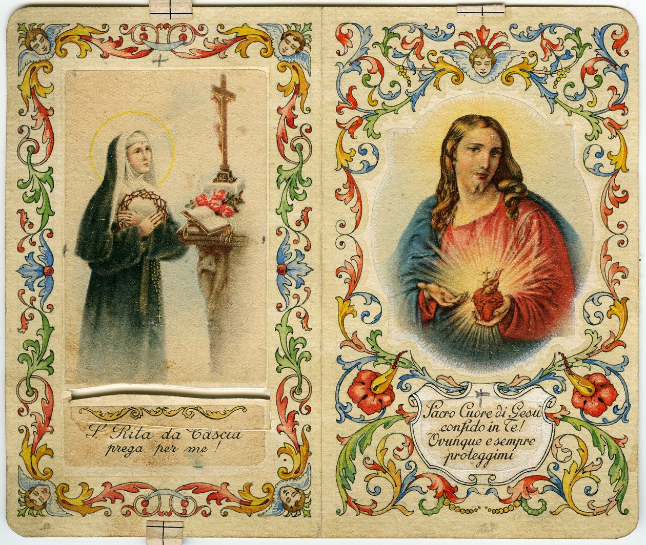 St. Rita of Cascia and Jesus with Sacred Heart